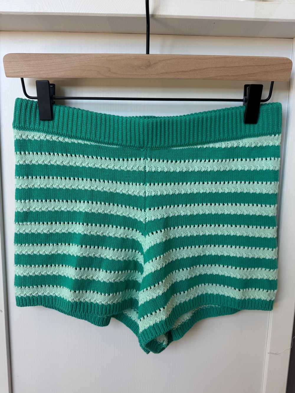 Striped Knit Women’s Micro Shorts - Green/Mint